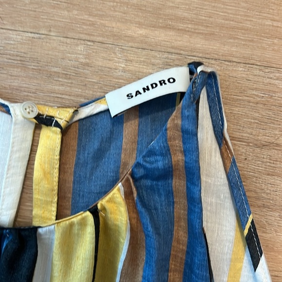 Sandro taila striped linen-blend maxi dress Size - 38/US 6 - Picture 11 of 16